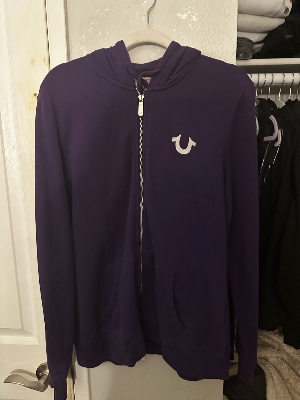 True Religion Purple Zip Up Hoodie Womens XL